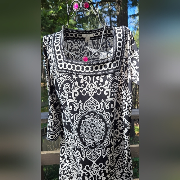 Loft petite Black & White Women's dress/tunic szMP - Picture 3 of 8